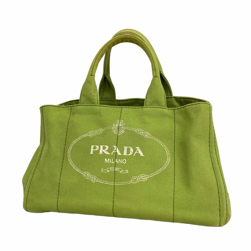 Prada Green Canvas Tote with White Logo